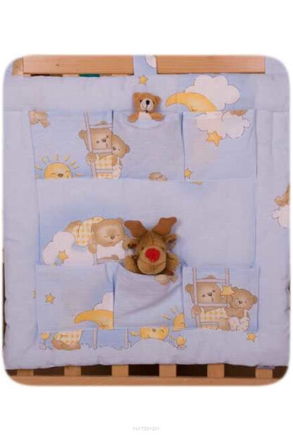 Teddies on the cloud blue  (hanging pocket)