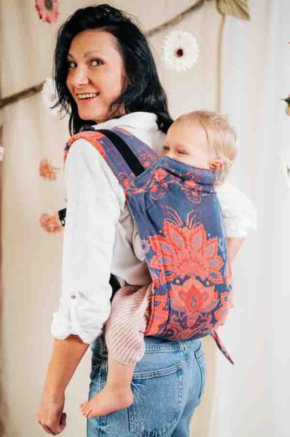 Peony Coral Dream, ONBUHIMO NatiGo Carrier, [77% cotton, 14% linen, 5% ramie, 4% silk]